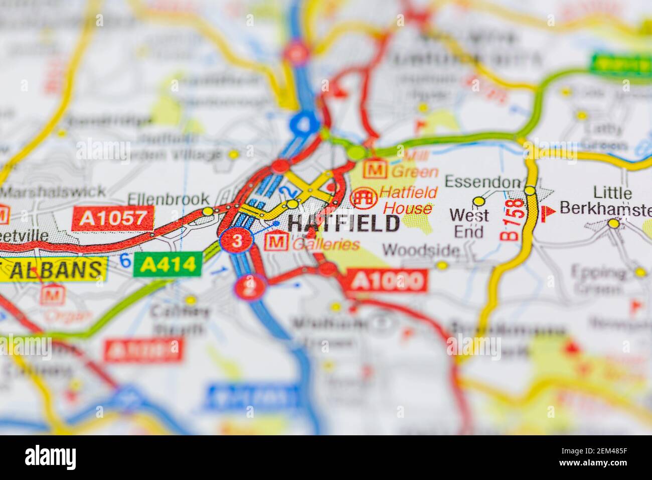 Hatfield shown on a road map or geography map Stock Photo Alamy