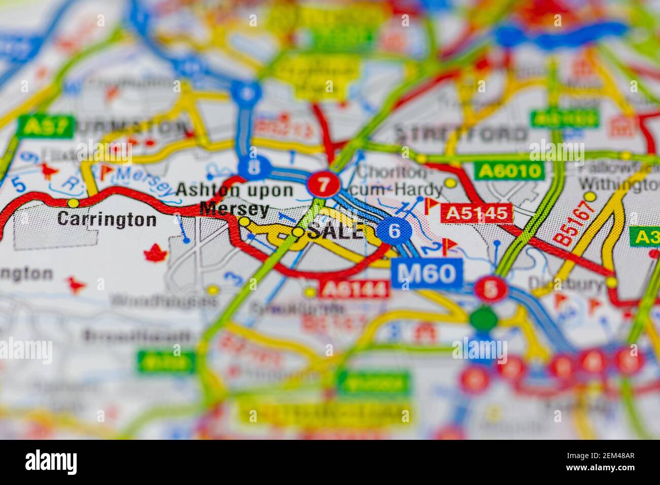Sale shown on a road map or geography map Stock Photo
