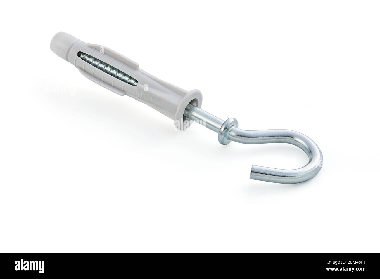 Plastic expansion plug with zinc plated steel hook Ctype, isolated