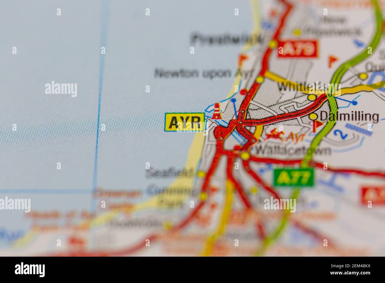 Ayr shown on a road map or geography map Stock Photo Alamy