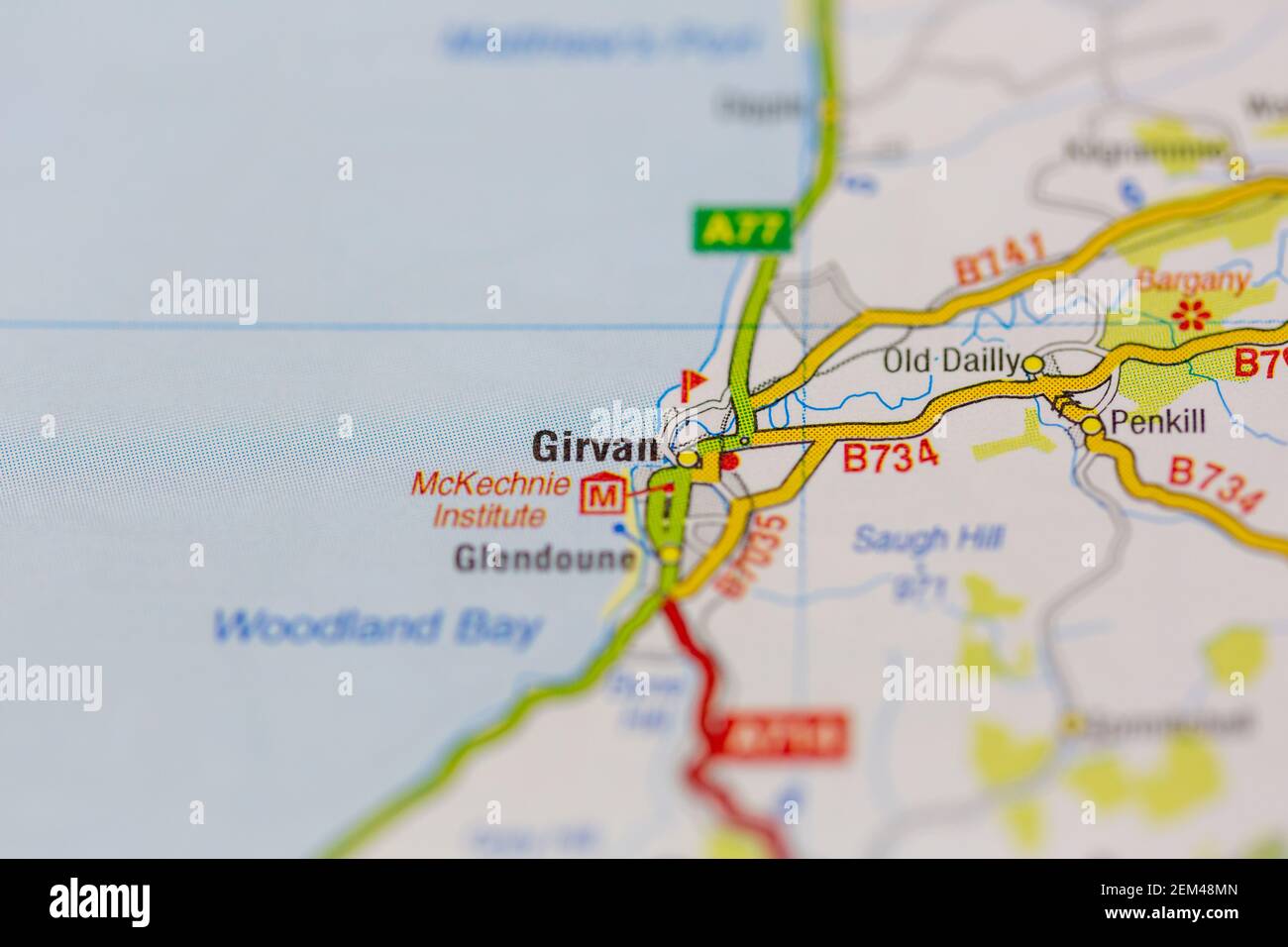 Girvan shown on a road map or geography map Stock Photo Alamy