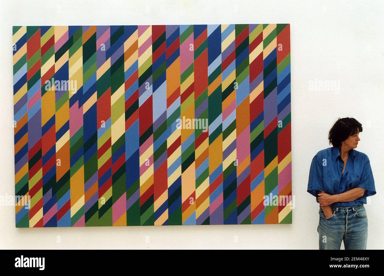 Artist Bridget Riley with Nataraja 1993 August 1994The painting was ...