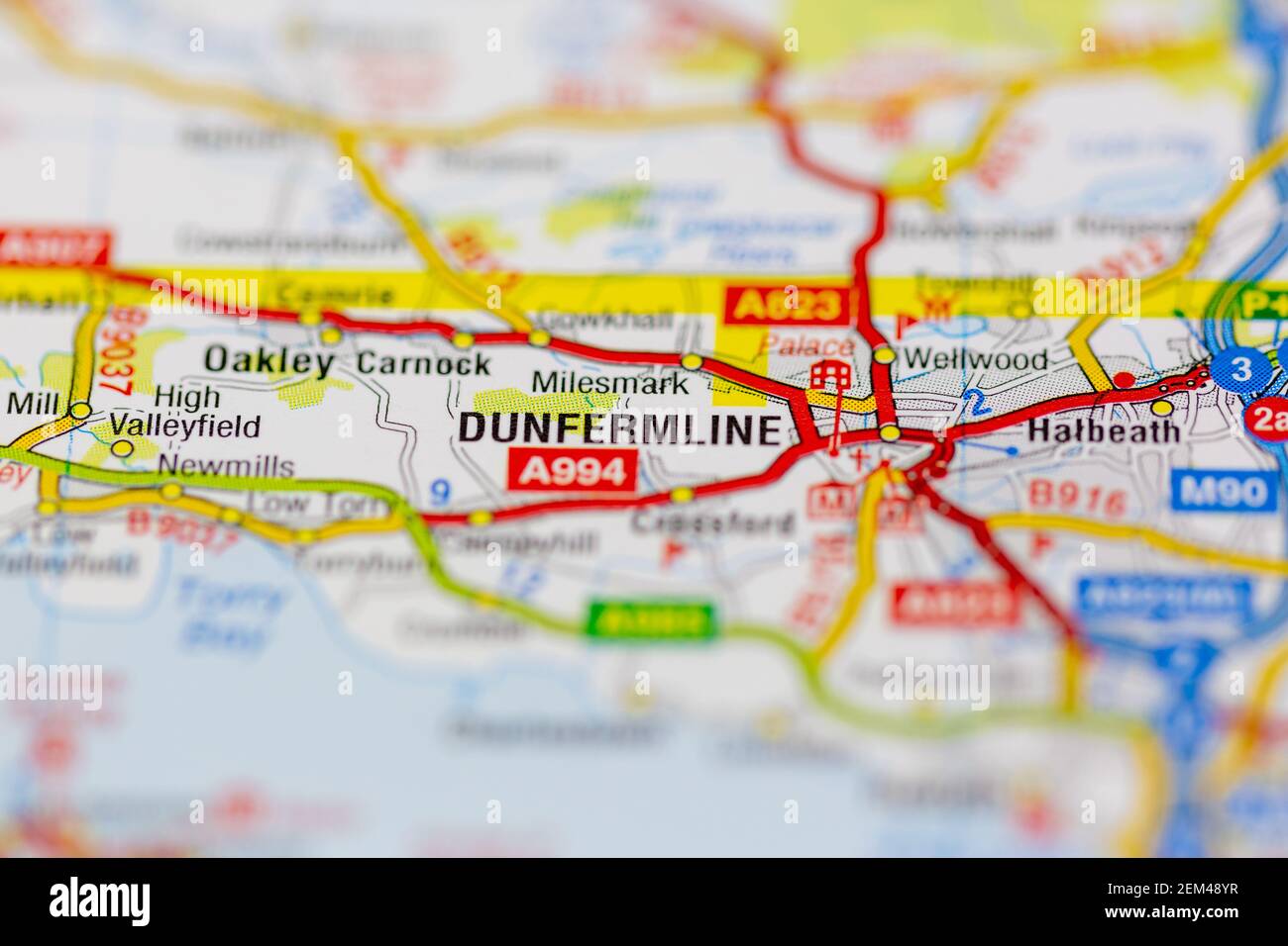Dunfermline shown on a road map or geography map Stock Photo Alamy