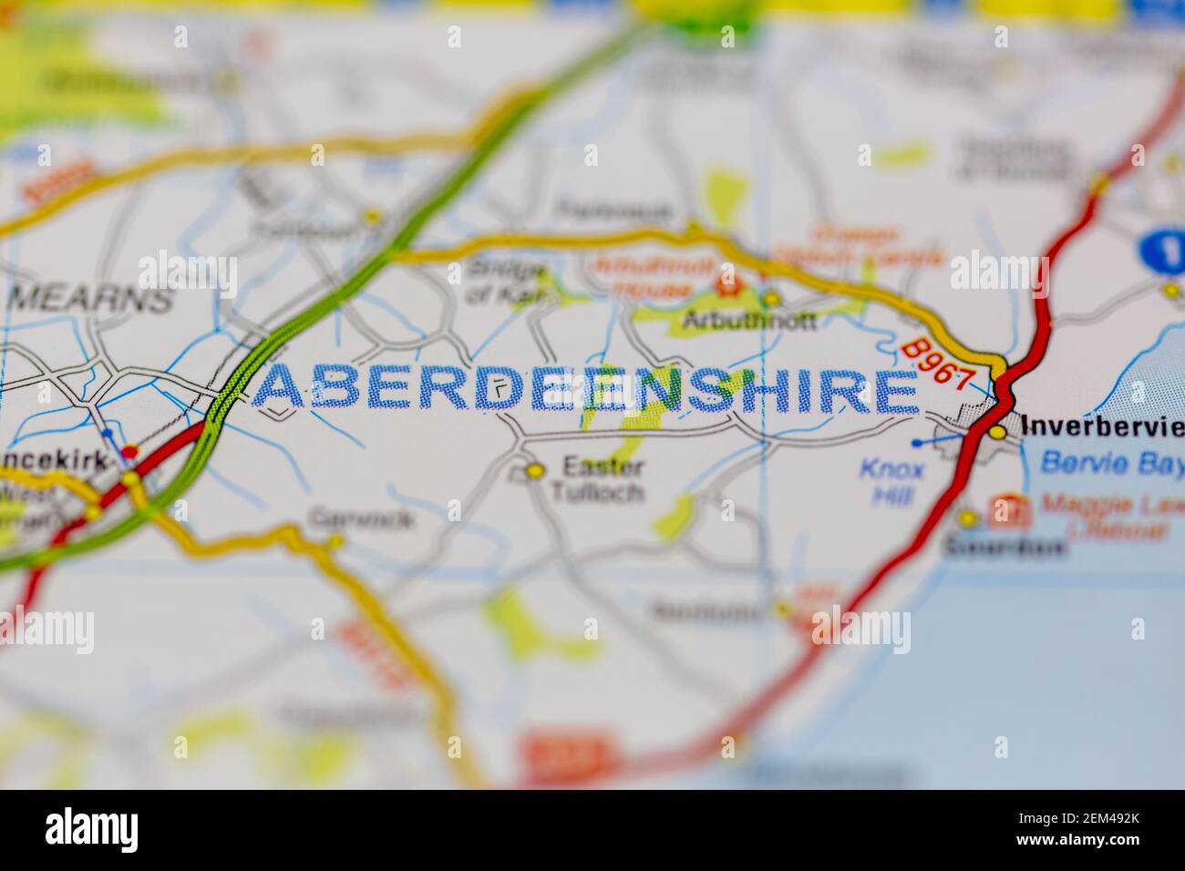 Aberdeenshire shown on a road map or geography map Stock Photo Alamy