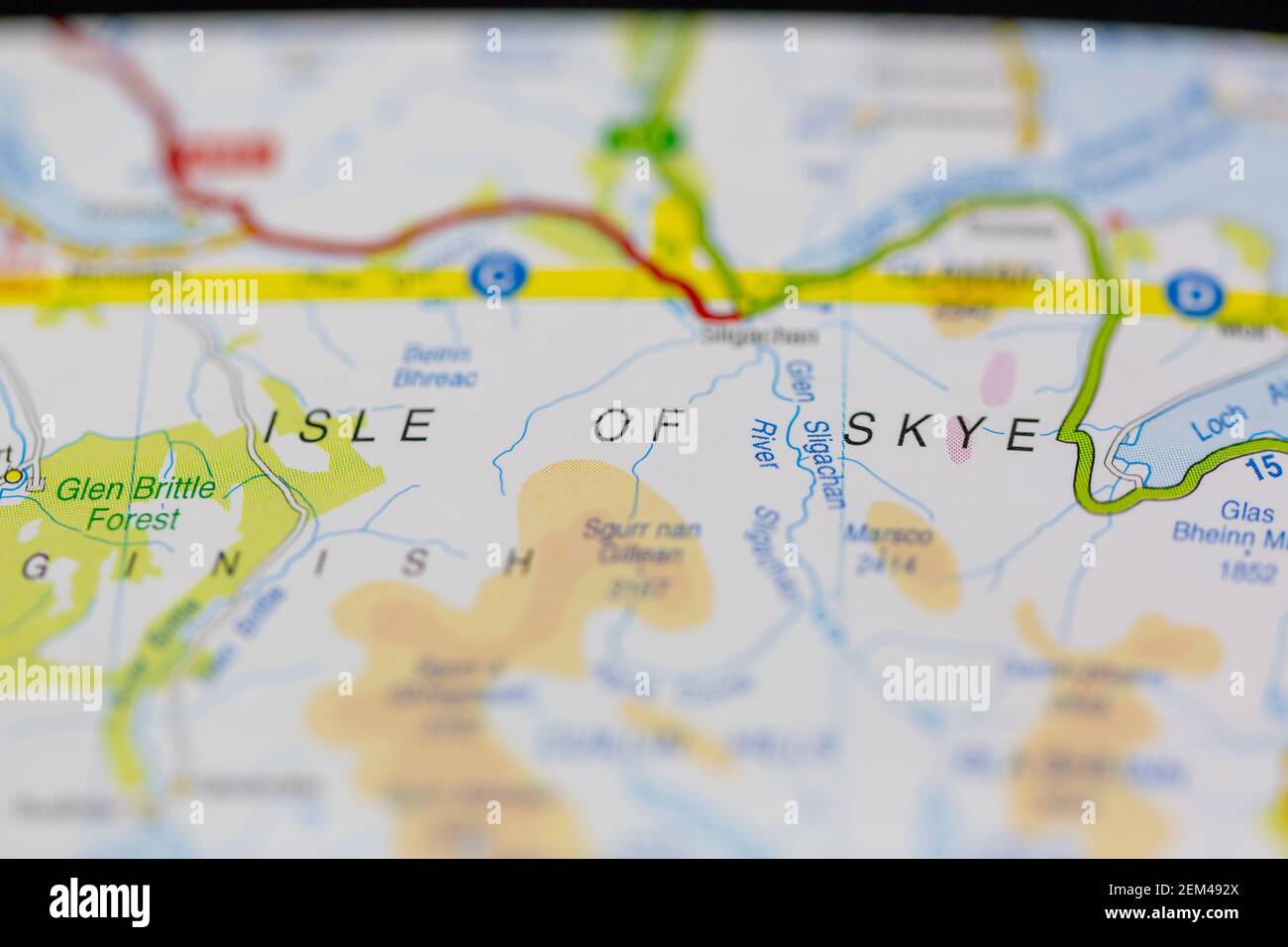Isle of Skye shown on a road map or geography map Stock Photo Alamy