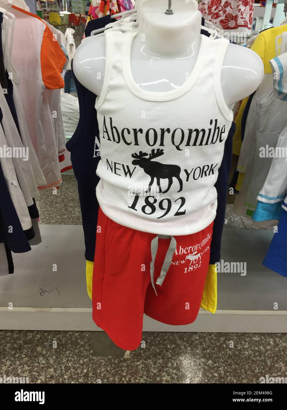 A fake Abercrombie shirt in a shop in Hue, Vietnam. From a series of travel  photos taken in Vietnam and Cambodia Stock Photo - Alamy