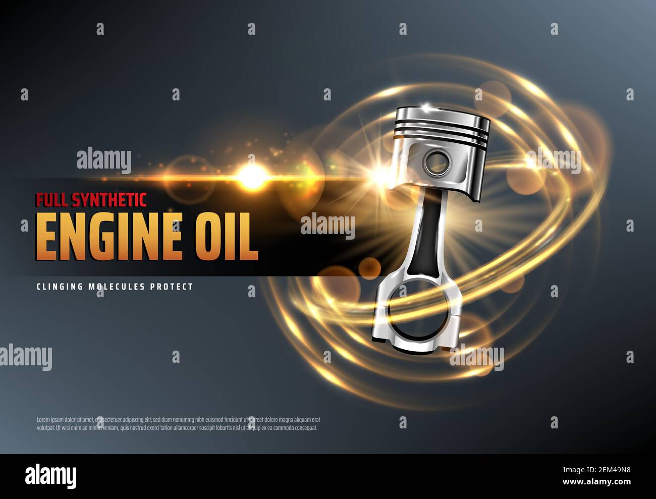 Car motor oil or auto engine synthetic lubricant 3d vector advertising
