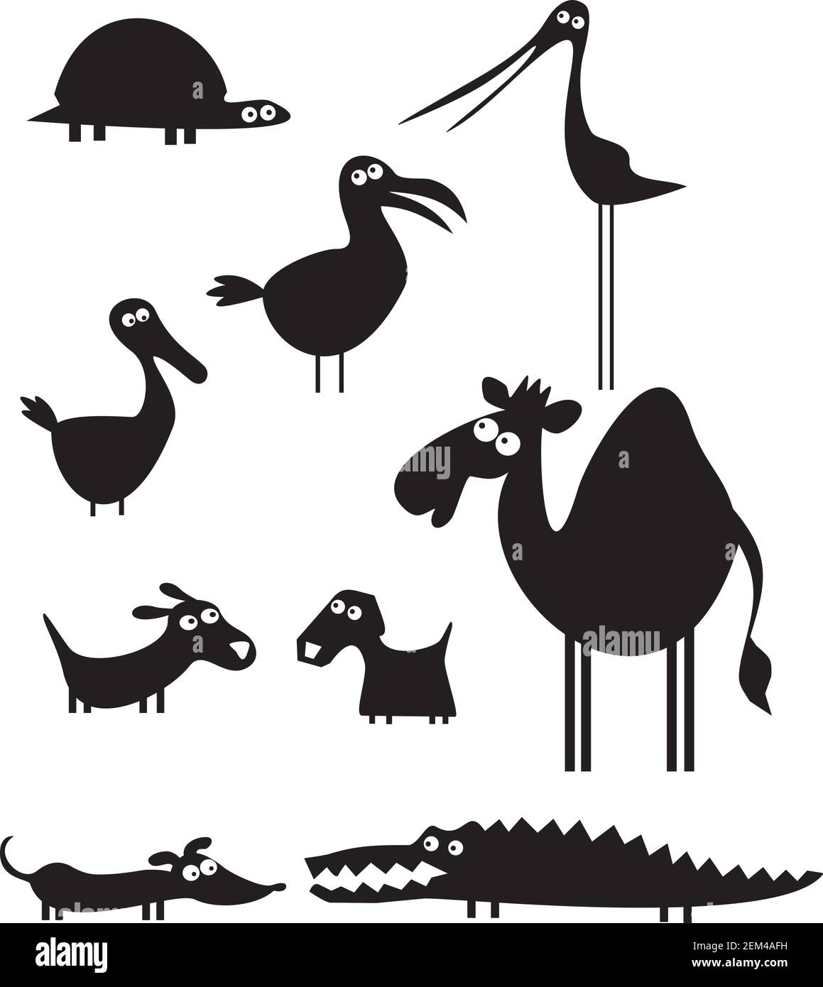 Set of funny cartoon animals Stock Vector