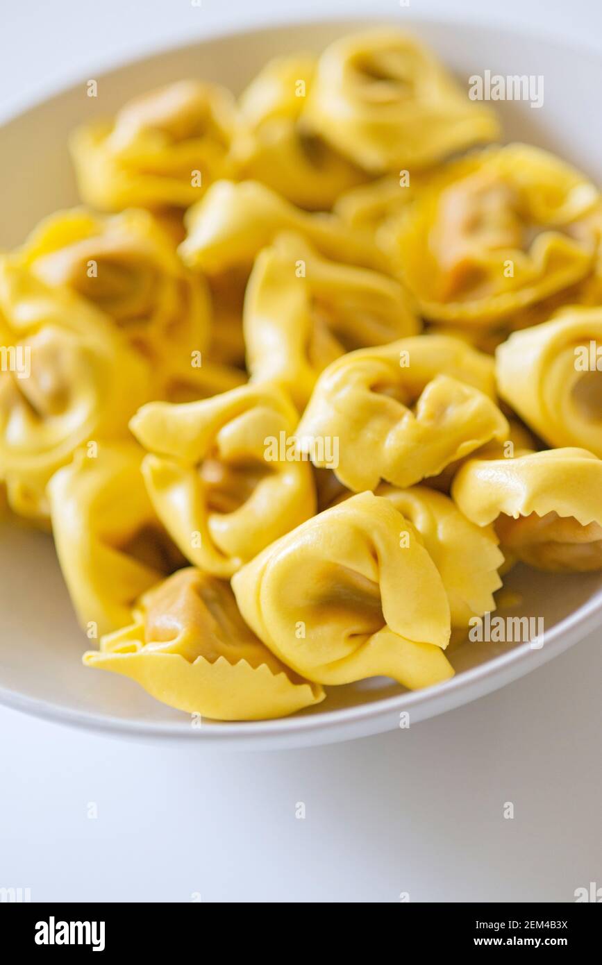 Italy, Lombardy, Unchoked Tortelli Pasta Stock Photo