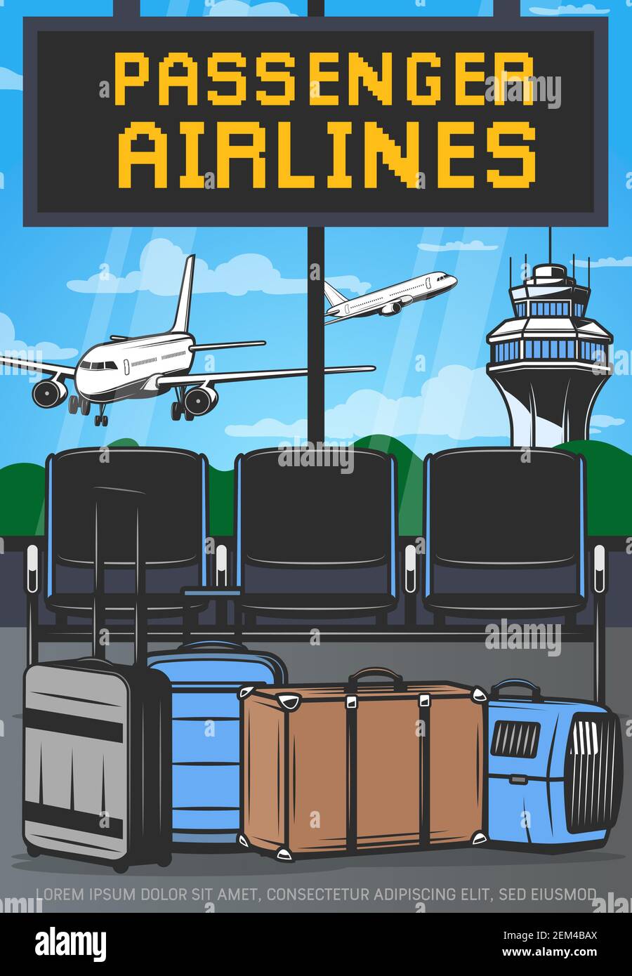 Airplanes and air traffic control tower Stock Vector Images - Alamy