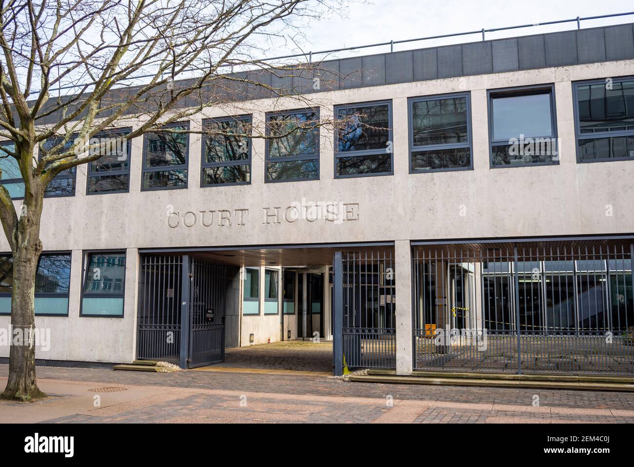 The Court House in Southend on Sea, Essex, UK. Carved stone lettering
