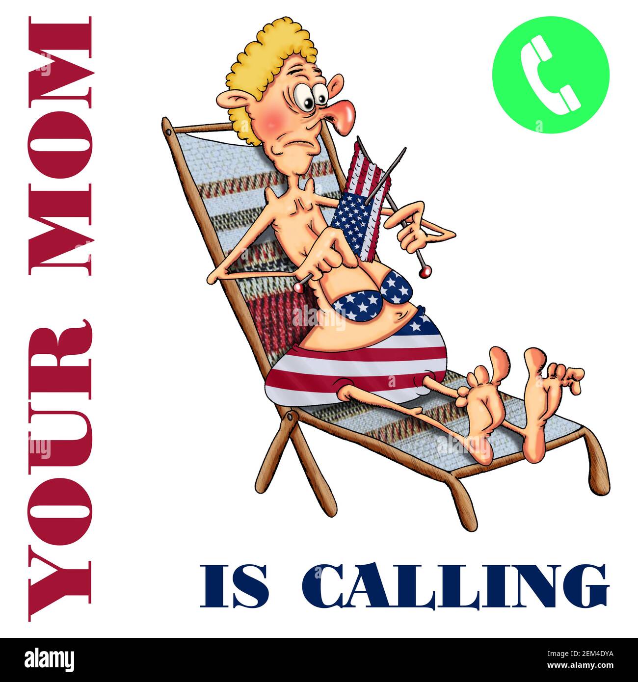 Call Mom Your mom is calling. Cartoon illustration for print Stock Photo - Alamy