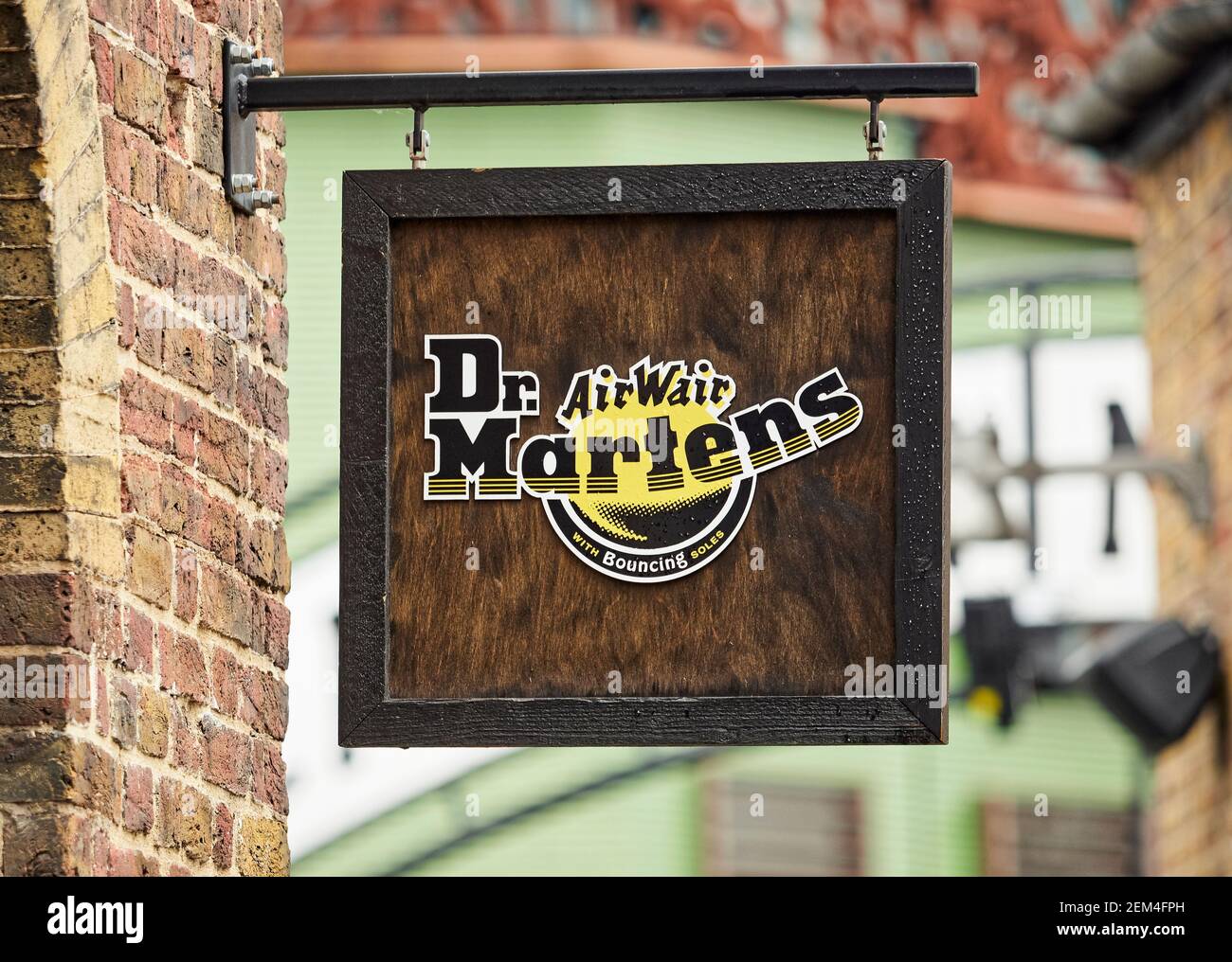 Dr Martens Sign outside shoe shop, Dr Martens footwear was founded in 1947  by Klaus Martens, London, England Stock Photo - Alamy