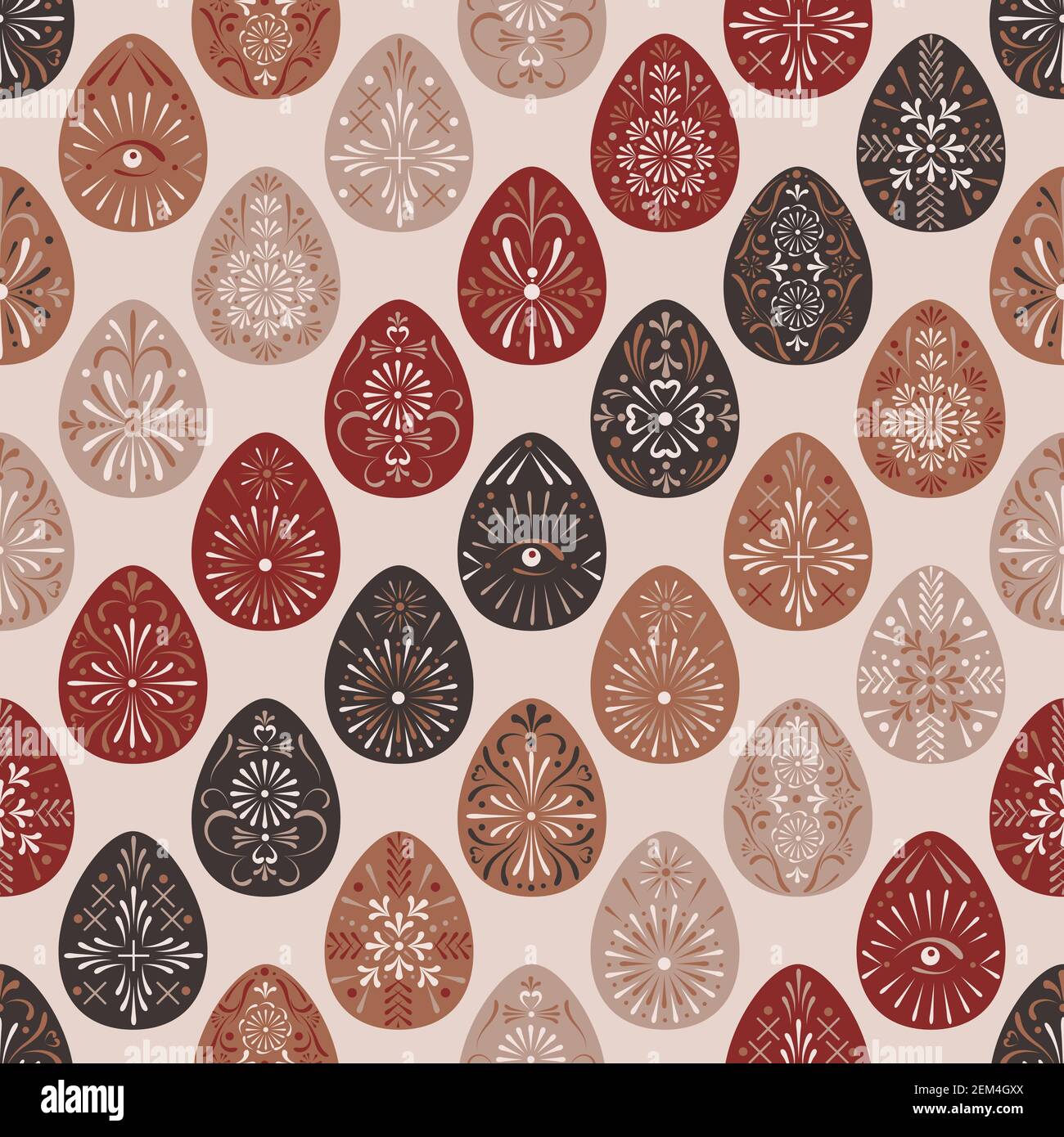 Hand drawn seamless pattern of easter eggs in vector Stock Vector Image ...