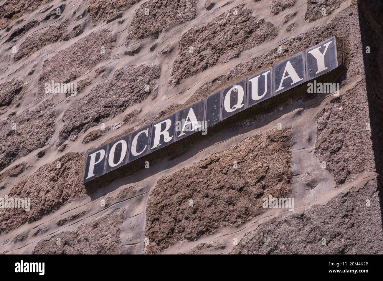 Sign for Pocra Quay at Aberdeen harbour in Scotland Stock Photo