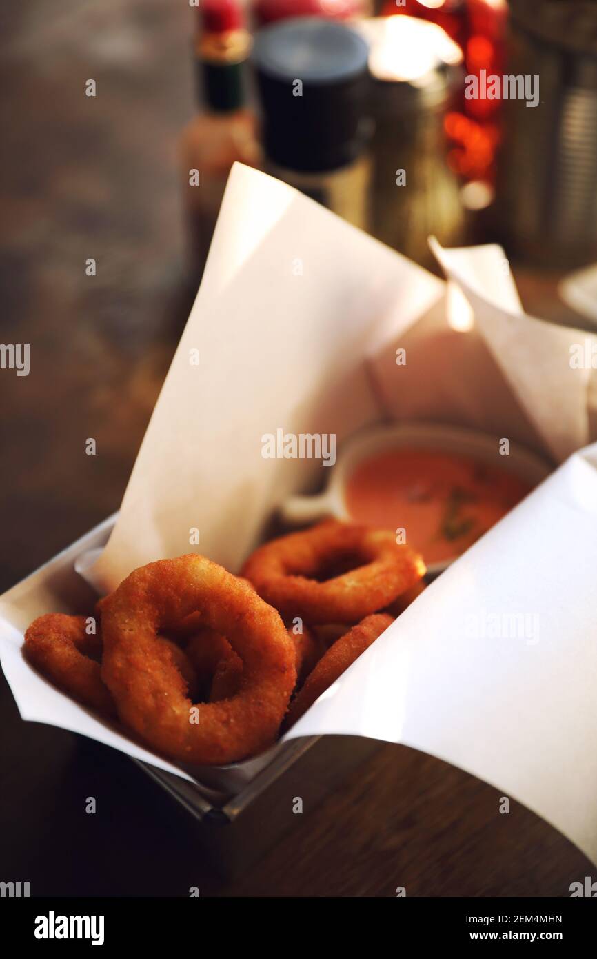 Breaded onion rings top view hi-res stock photography and images - Alamy