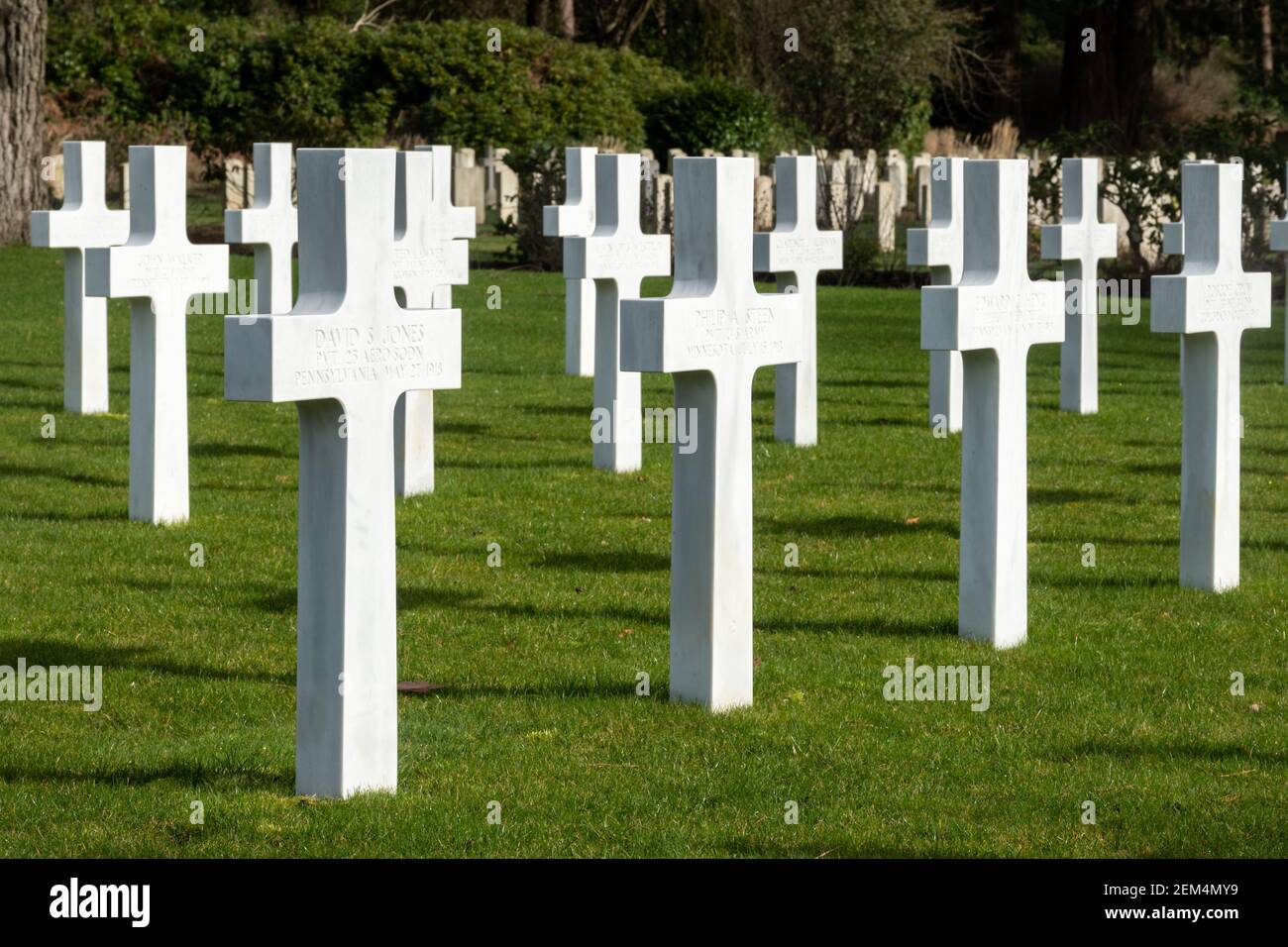 American war graves at Brookwood Military Cemetery, Surrey, England, the only American Military Cemetery of World War I in the UK Stock Photo