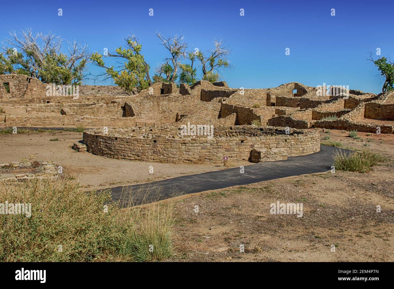 Aztec Ruins National Monument, ancestral pueblo ruins and kiva in the Four Corners region, New Mexico, USA. Stock Photo