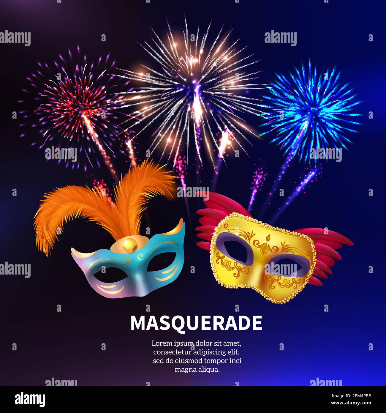 Fireworks background composition with editable text and realistic ...