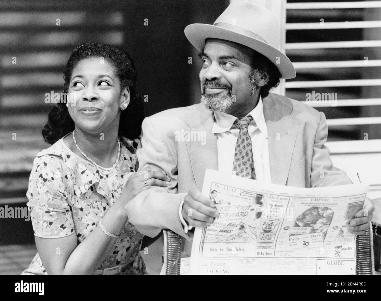 Joan-Ann Maynard (Olga), Ram John Holder (Dr Charles) in TRINIDAD SISTERS by Mustapha Matura at the Donmar Warehouse, London WC2  11/02/1988  a Tricycle Theatre production  design: Poppy Mitchell  lighting: David Colmer  director: Nicolas Kent Stock Photo