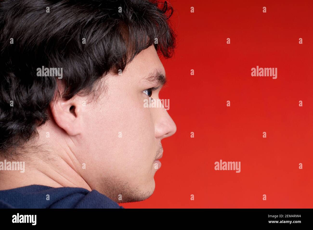 Rear view of a young man looking away Stock Photo