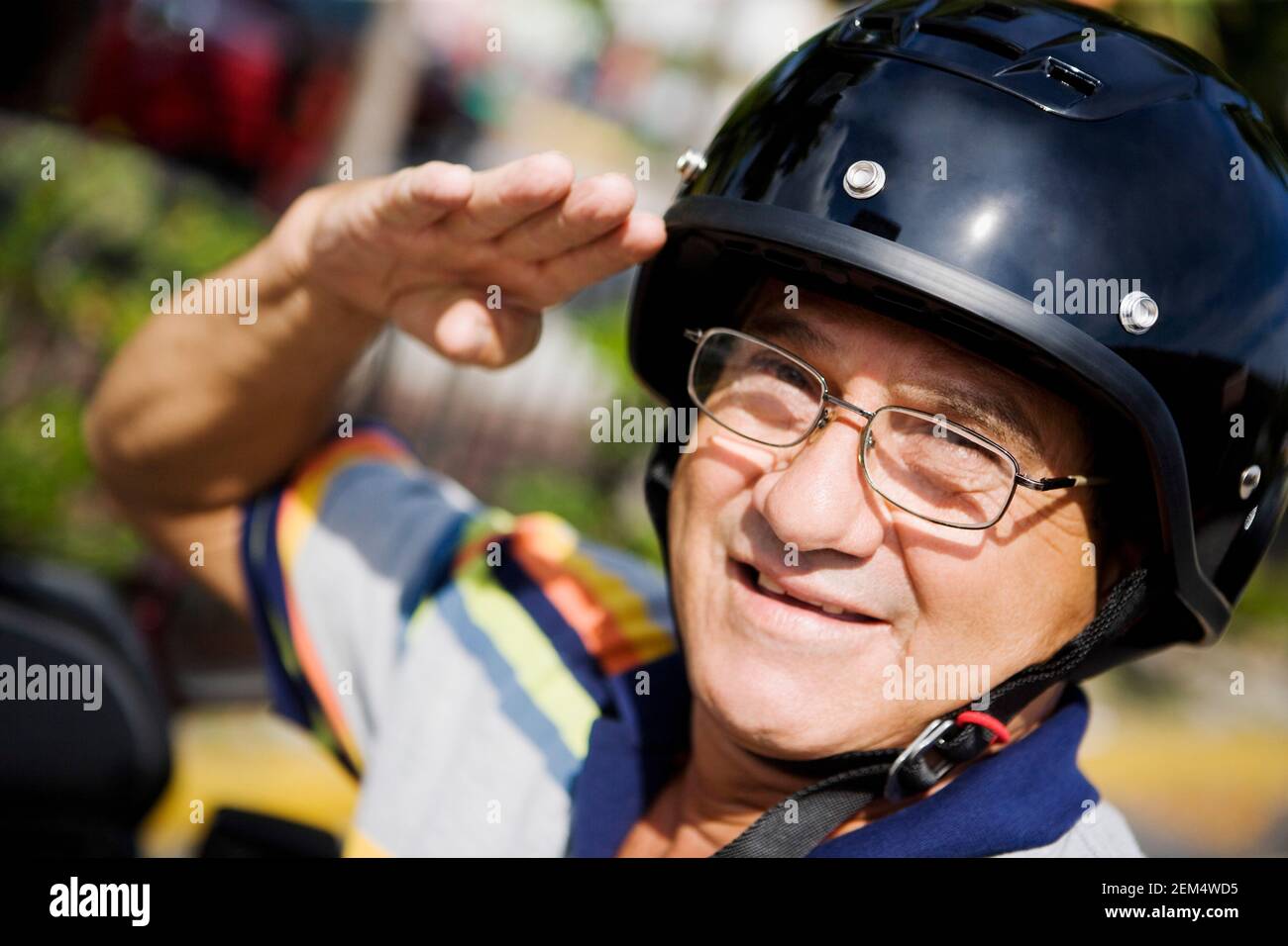 Man wearing crash helmet hi-res stock photography and images - Alamy