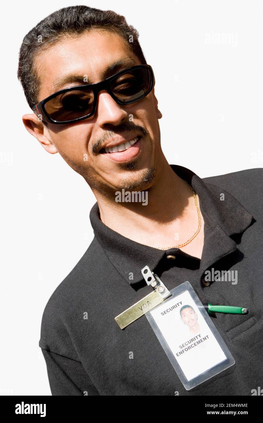Portrait of a security guard smiling Stock Photo