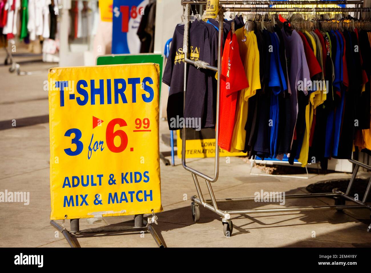 Clothes hanging on a clothes rack at a clothing store, Las Vegas
