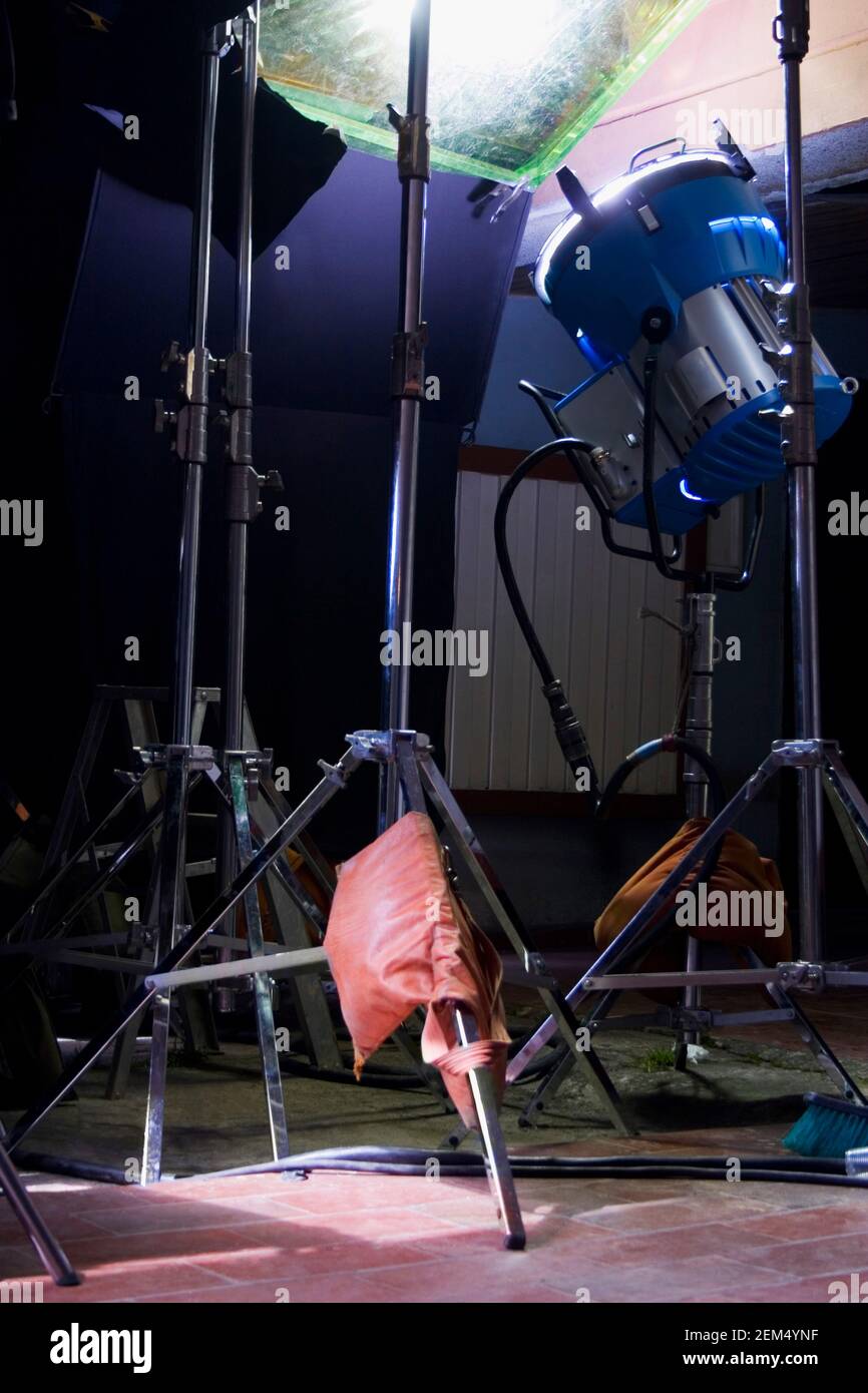 Spotlights on a theater stage Stock Photo Alamy