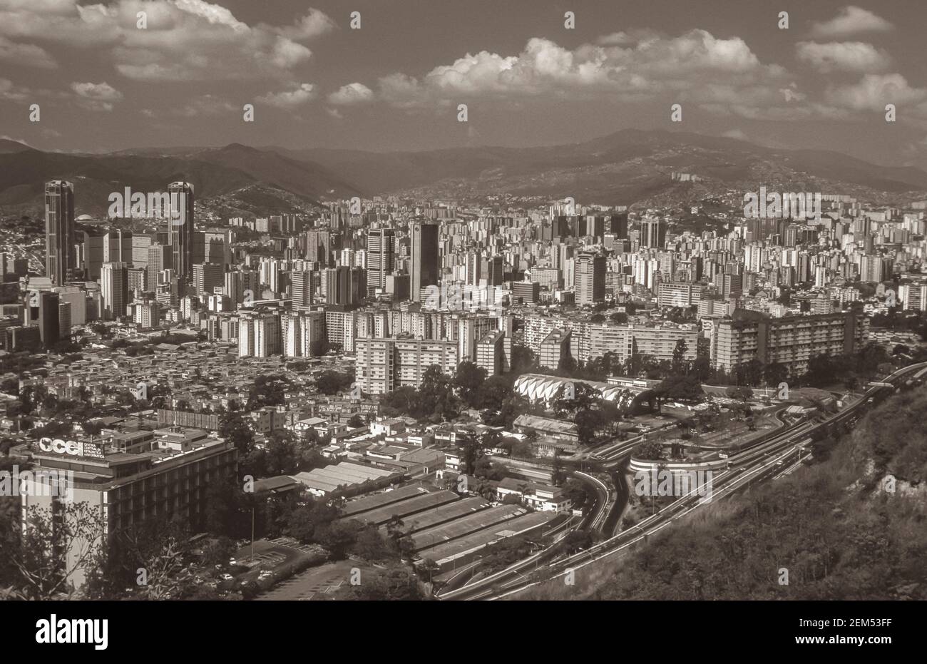 CARACAS, VENEZUELA, 1988 - Aerial view of central Caracas. Stock Photo
