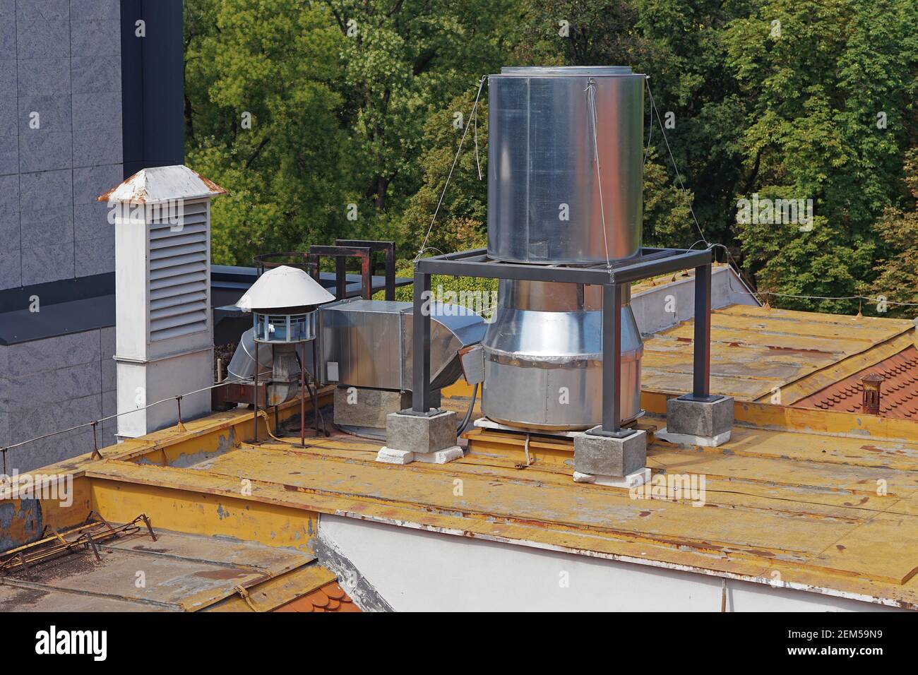Ventilation duct fan air filter hvac at roof top Stock Photo Alamy