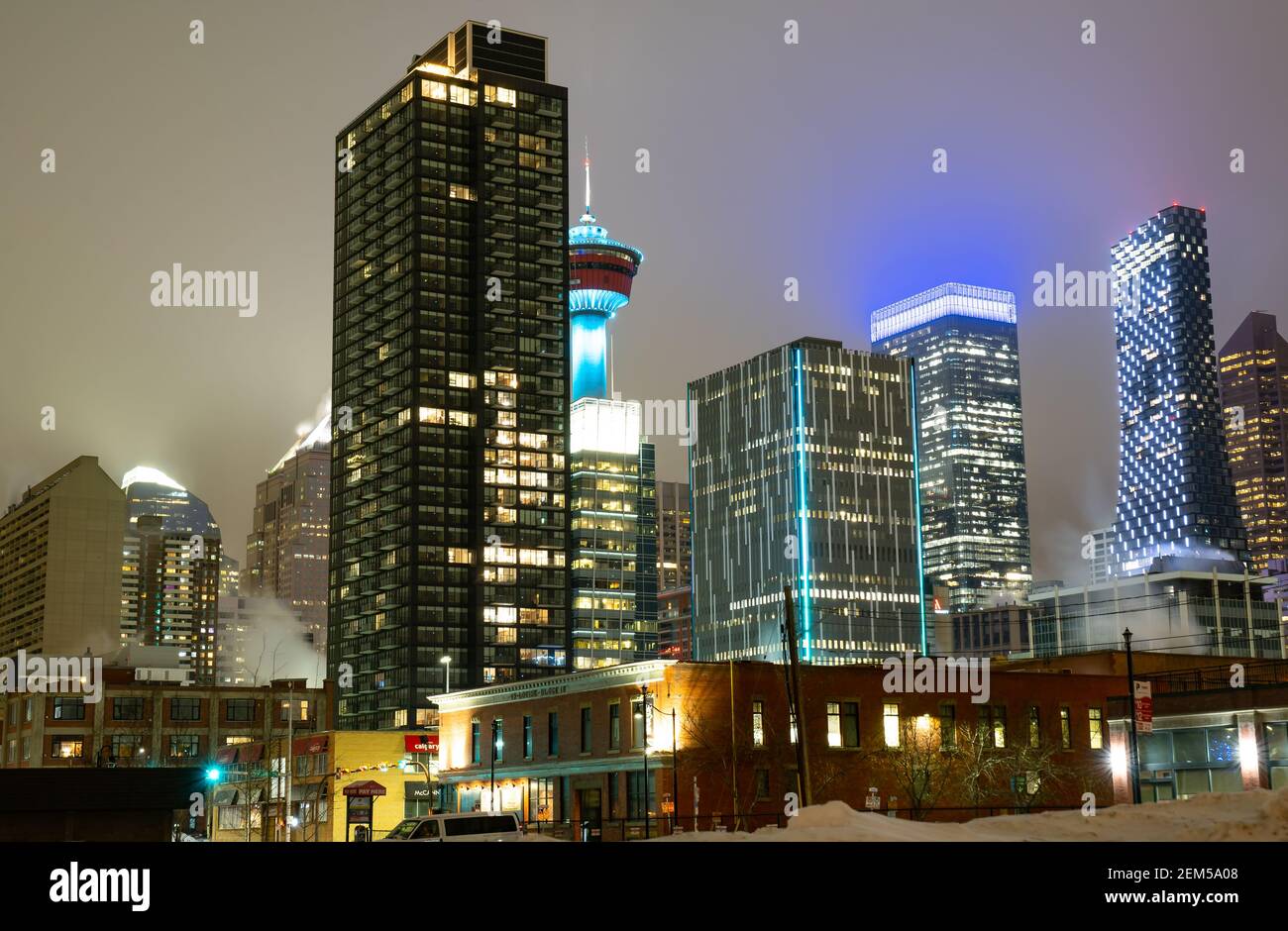 Calgary Alberta Canada, January 30 2021: A long exposure photograph at ...