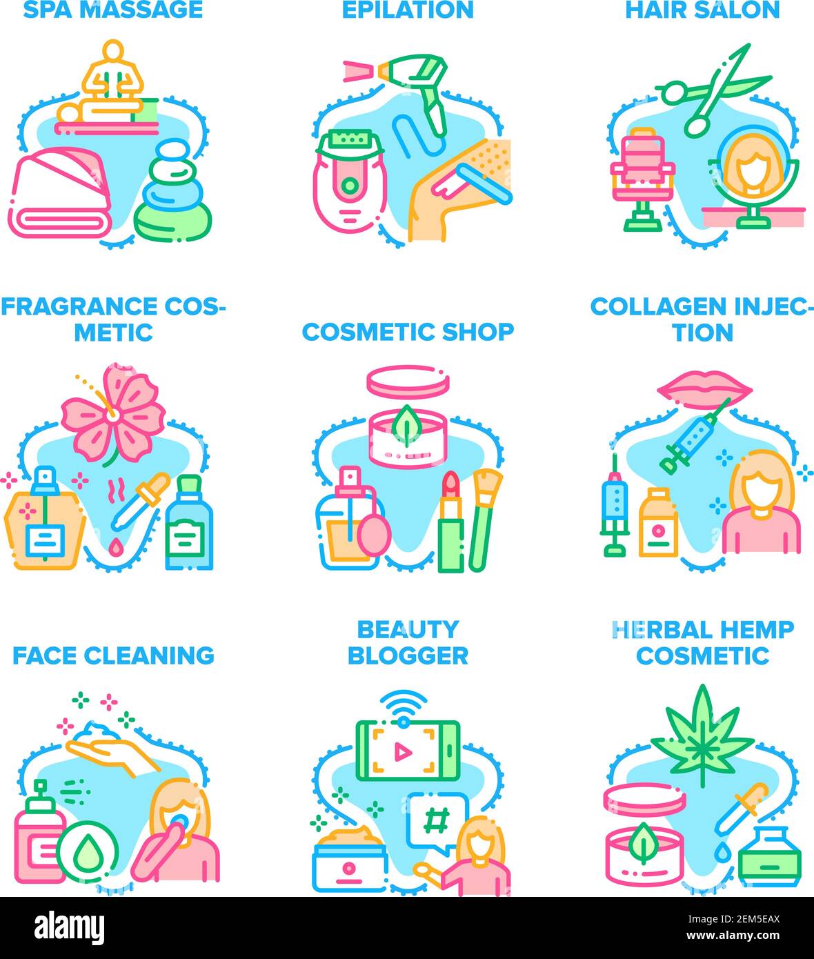 Cosmetic Glamor Set Icons Vector Illustrations Stock Vector Image & Art ...