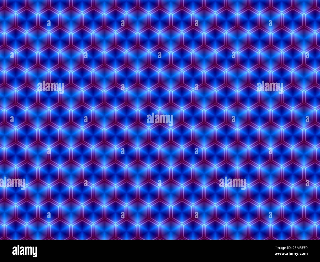 Abstract advertising, purple ultramarine shining hexagons geometric horizontal decorative blue dynamic background Stock Photo
