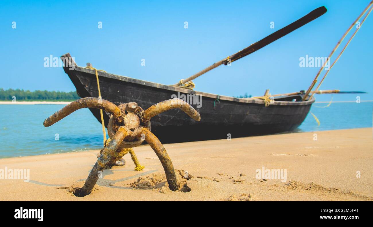 Anchored to the shore Stock Photo