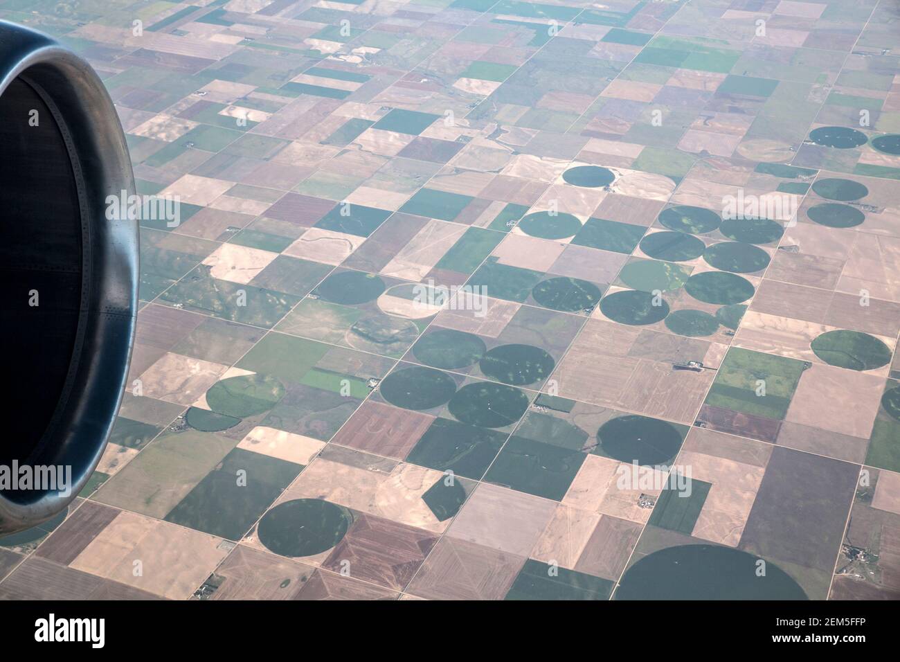 Aerial view of farmland outside of Denver Colorado. Stock Photo