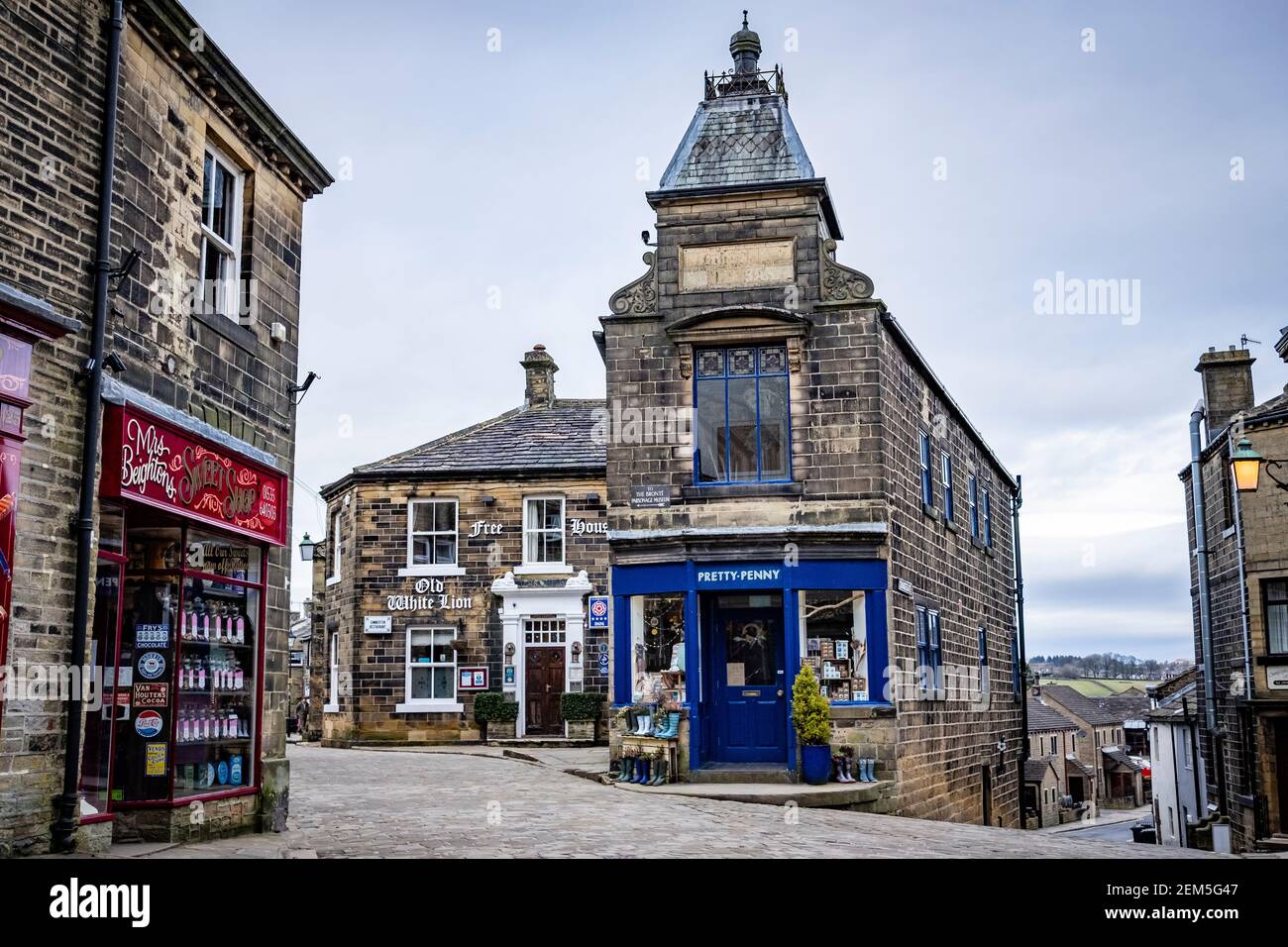 Main Street in the Village of Haworth, near Bradford, home of the