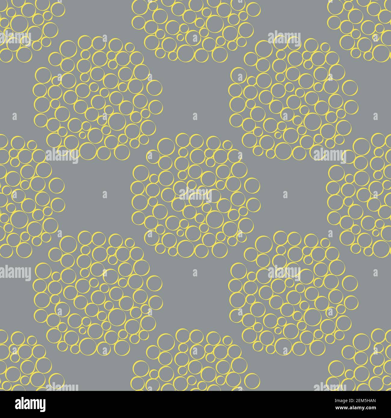 Abstract bubble vector pattern background. Small circles within large circular shapes soap or water bubbles. Transparent effect geometric repeat grey Stock Vector