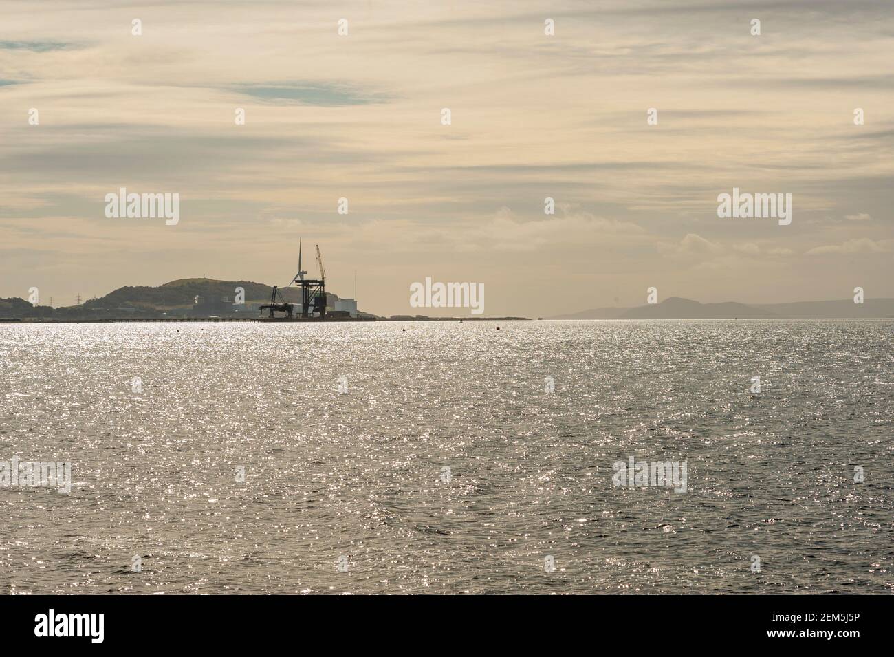 Looking down the Firth of Clyde towards Hunterston, from Largs Stock Photo