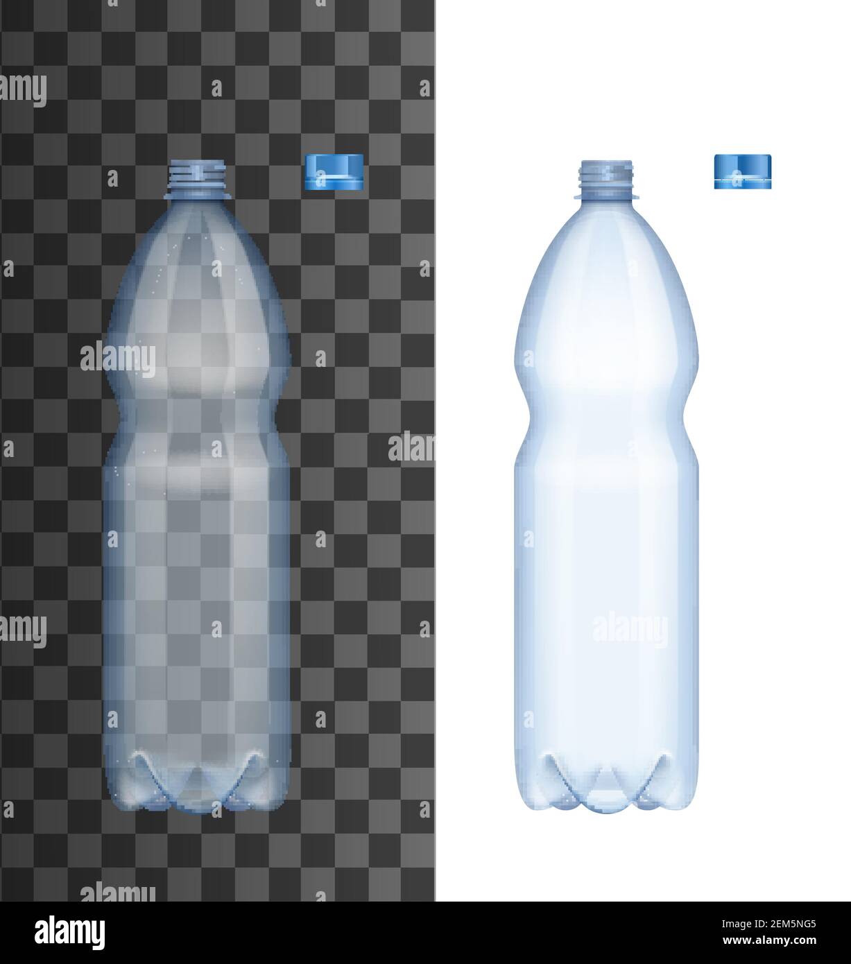 Realistic plastic water bottle with open cap, isolated 3d vector mockup ...