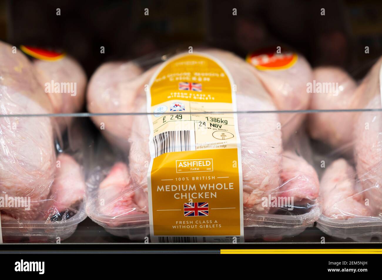 A medium whole chicken on sale in a UK supermarket Stock Photo Alamy