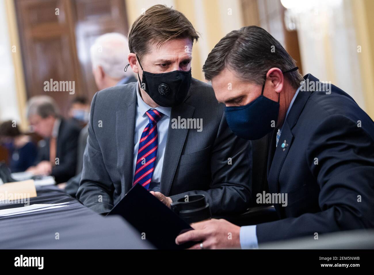 Washington, USA. 24th Feb, 2021. UNITED STATES - FEBRUARY 24: Sens. Ben Sasse, R-Neb., left, and Martin Heinrich, D-N.M., attend the Senate Select Intelligence Committee confirmation hearing for William Burns, nominee for Central Intelligence Agency director, in Russell Senate Office Building on Capitol Hill in Washington, DC, on Wednesday, February 24, 2021. (Photo By Tom Williams/Pool/Sipa USA) Credit: Sipa USA/Alamy Live News Stock Photo