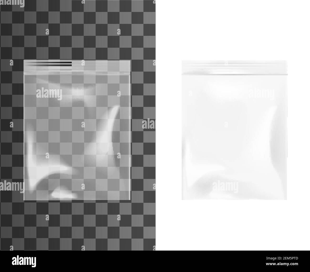 Plastic Or Cellophane Zip Bag Realistic Isolated 3d Vector Mockup 