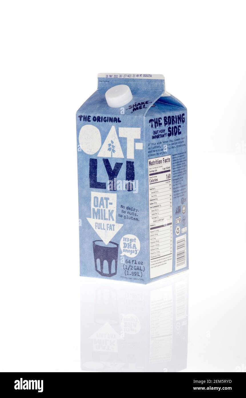 Oatly Oat Milk half gallon Stock Photo