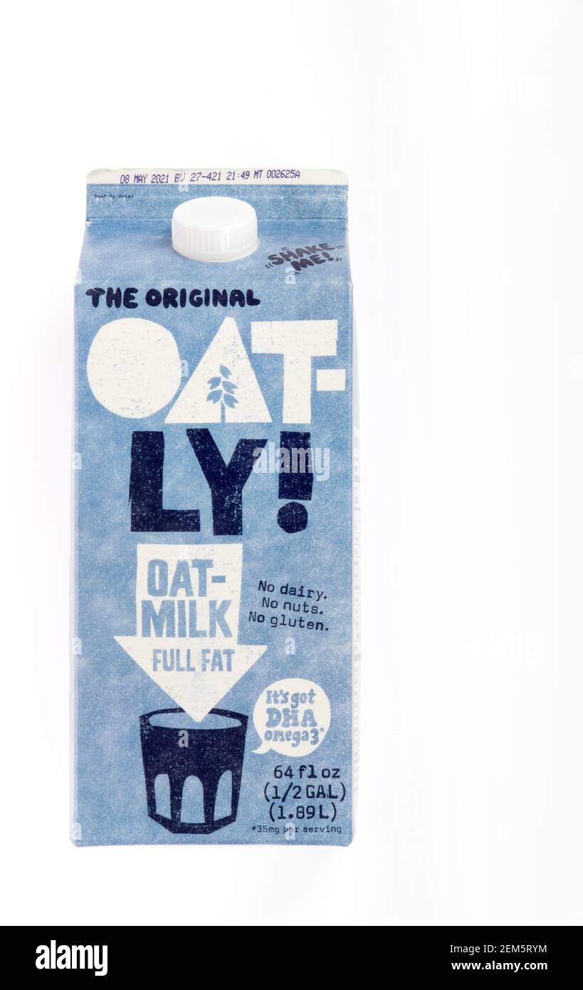 Oatly Oat Milk half gallon Stock Photo Alamy