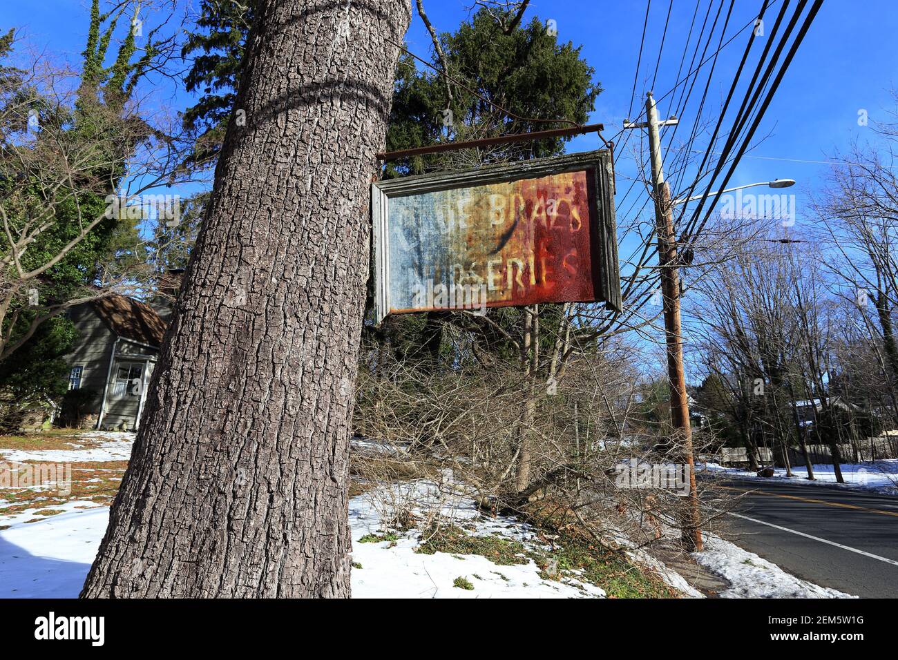 Faded sign Long Island New York Stock Photo