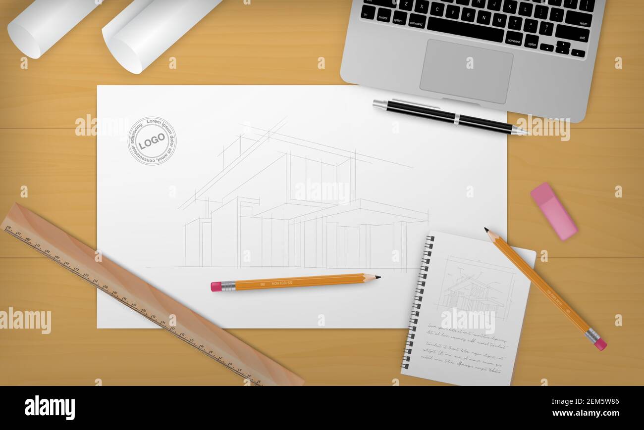 Realistic construction background with under construction headline and different equipment on front side vector illustration Stock Vector