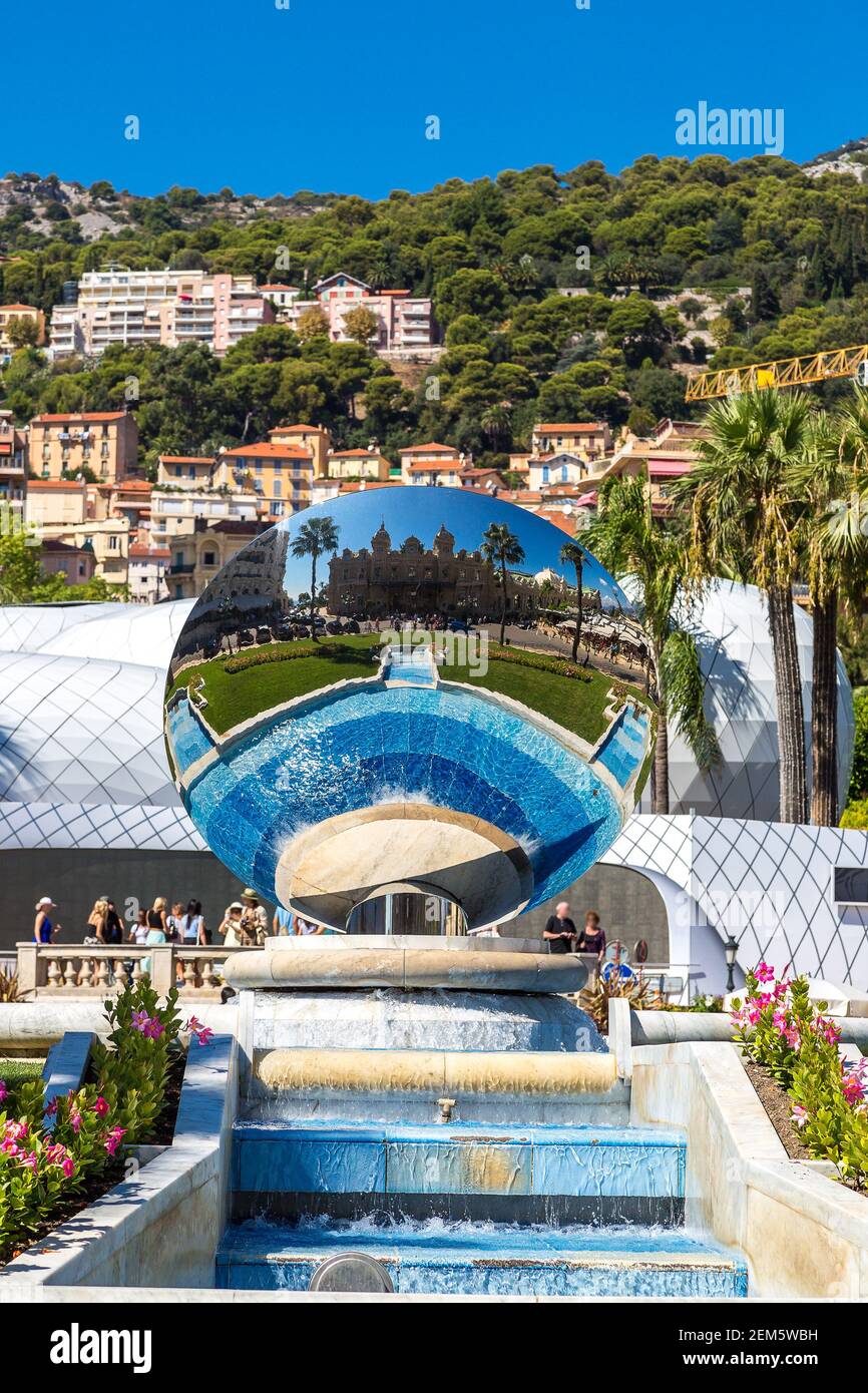 Grand Casino in Mirror in Monte Carlo in Monaco in a summer day Stock ...