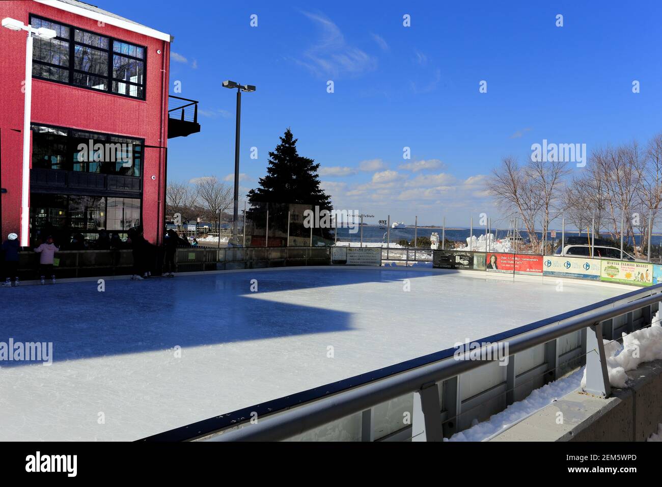 Ice skating rink Port jefferson Village Long Island New York Stock