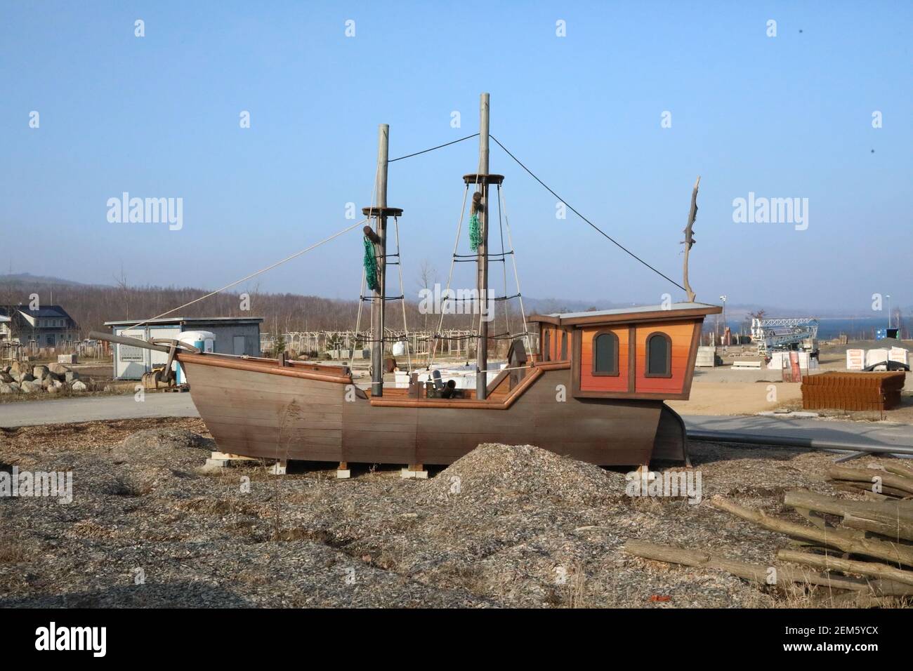 Baustelle Campingpark Berzdorfer See GmbH, Campingplatz, Feriendorf,  Piratencamp am Strandbad Blaue Lagune Schnau-Berzdorf auf dem Eigen,  Sachsen, 22 Stock Photo - Alamy